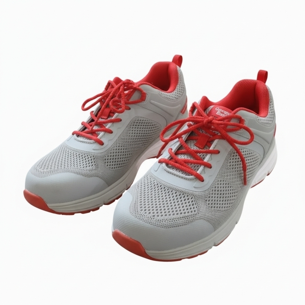 Men's Gray and Red George Shoes With Composit Toe, Size 9.5